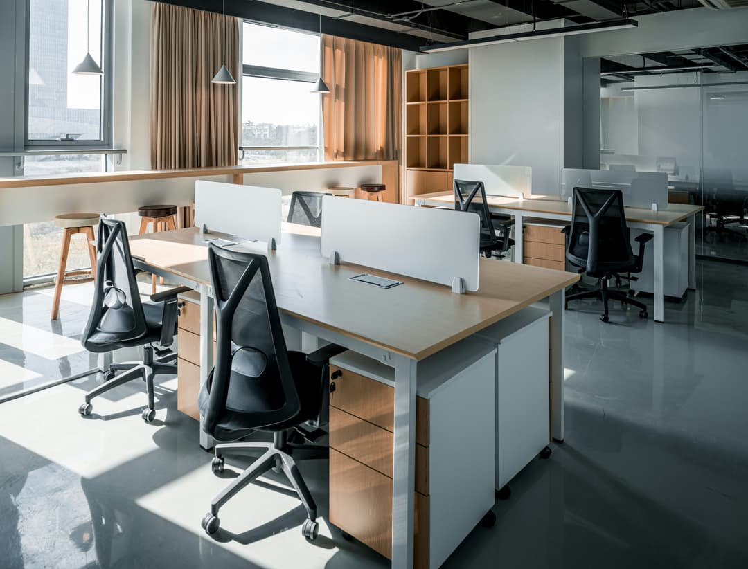 Clean modern office interior maintained by professional commercial janitorial cleaning service